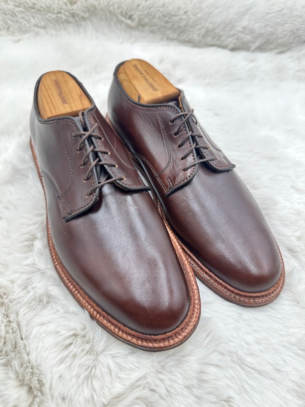 Alden Unlined Plain Toe Blucher 29364F Brown Chromexcel Dress Shoes NEW Sz 8